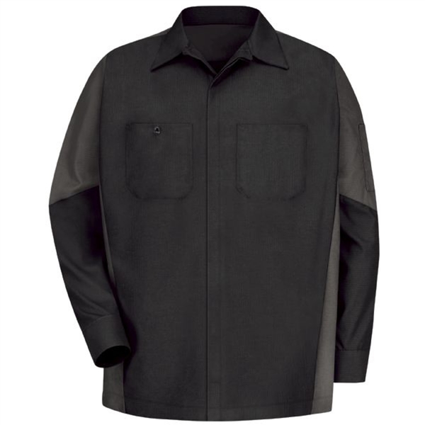 Workwear Outfitters Men's Long Sleeve Two-Tone Crew Shirt Black/Charcoal, 3XL Long SY10BC-RG-3XL